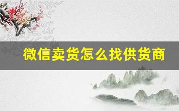 微信卖货怎么找供货商-个人怎么在微信卖货